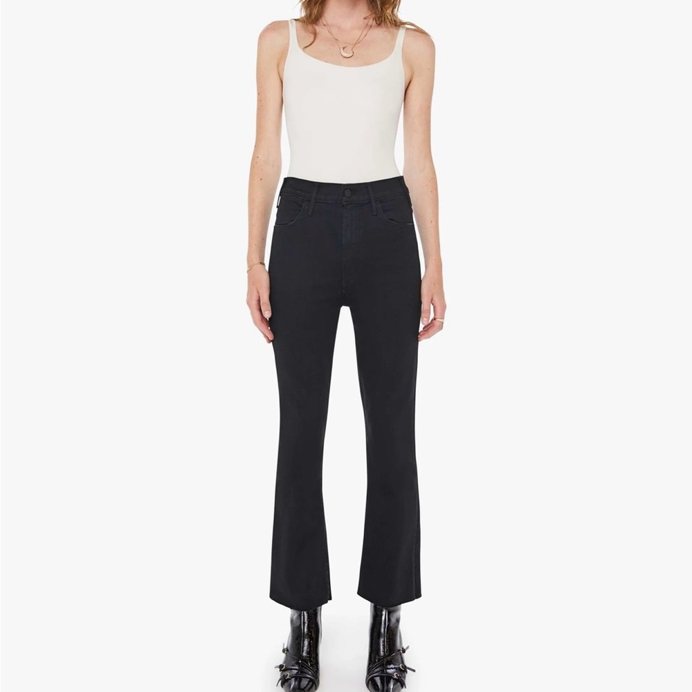MOTHER Black high waisted flare jean The Hustler Ankle Fray Jeans size 31
